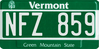 VT license plate NFZ859