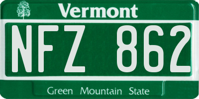 VT license plate NFZ862