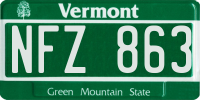 VT license plate NFZ863