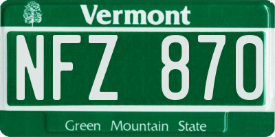 VT license plate NFZ870