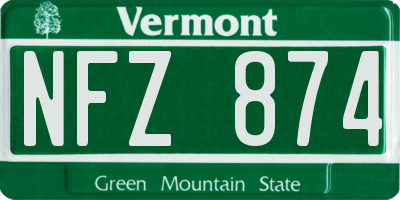 VT license plate NFZ874