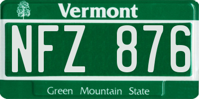 VT license plate NFZ876