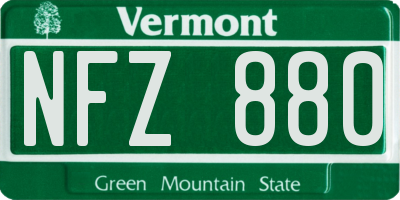 VT license plate NFZ880
