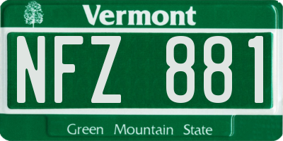 VT license plate NFZ881