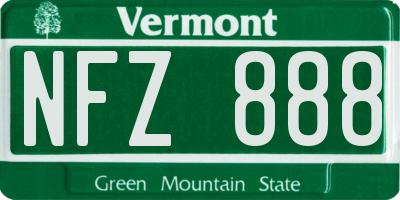 VT license plate NFZ888