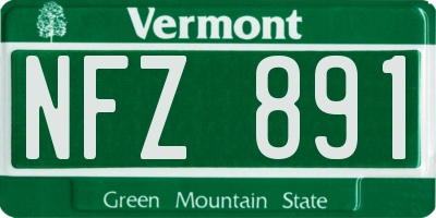 VT license plate NFZ891