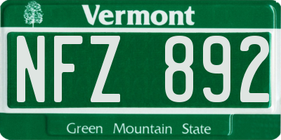 VT license plate NFZ892