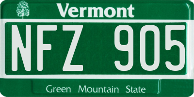 VT license plate NFZ905