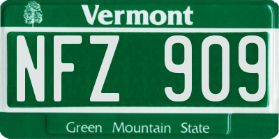 VT license plate NFZ909