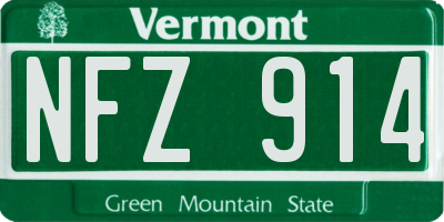 VT license plate NFZ914