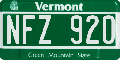 VT license plate NFZ920