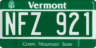 VT license plate NFZ921