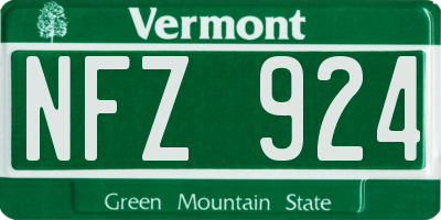 VT license plate NFZ924