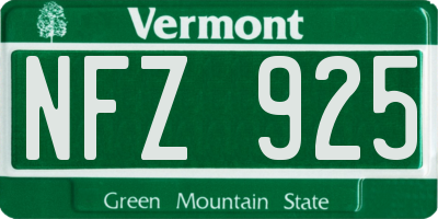 VT license plate NFZ925