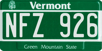 VT license plate NFZ926