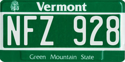 VT license plate NFZ928