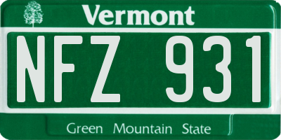 VT license plate NFZ931