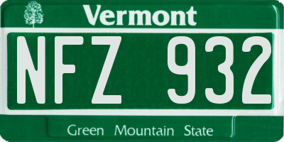 VT license plate NFZ932