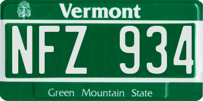 VT license plate NFZ934