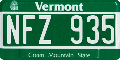 VT license plate NFZ935