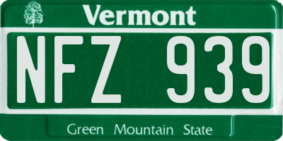 VT license plate NFZ939