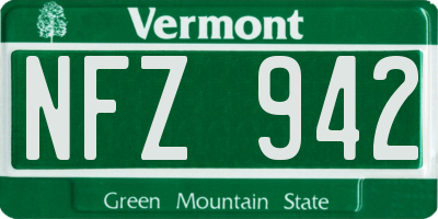 VT license plate NFZ942