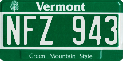 VT license plate NFZ943