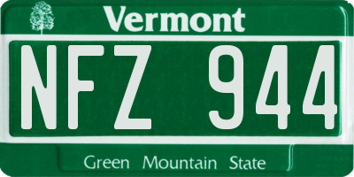 VT license plate NFZ944