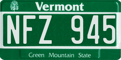 VT license plate NFZ945