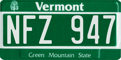 VT license plate NFZ947