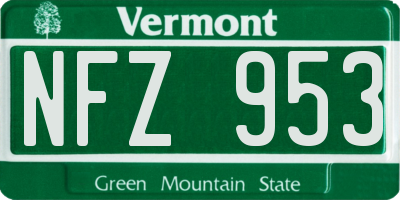 VT license plate NFZ953