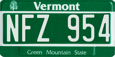 VT license plate NFZ954