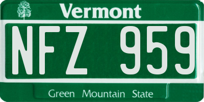 VT license plate NFZ959