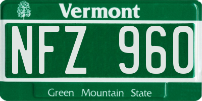 VT license plate NFZ960