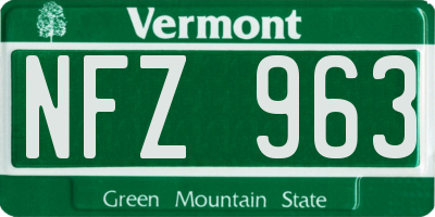 VT license plate NFZ963