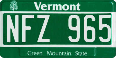 VT license plate NFZ965