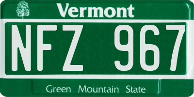 VT license plate NFZ967