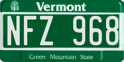 VT license plate NFZ968