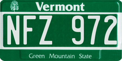 VT license plate NFZ972