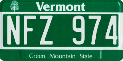 VT license plate NFZ974