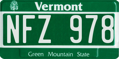VT license plate NFZ978