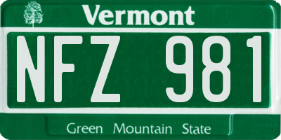VT license plate NFZ981