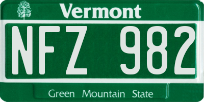 VT license plate NFZ982