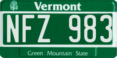 VT license plate NFZ983
