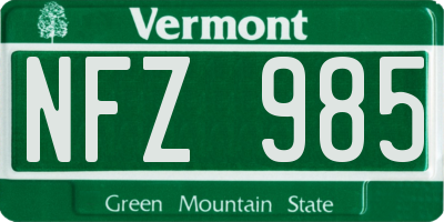 VT license plate NFZ985