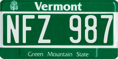 VT license plate NFZ987