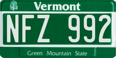 VT license plate NFZ992