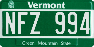 VT license plate NFZ994