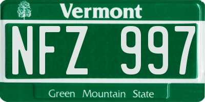 VT license plate NFZ997