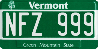 VT license plate NFZ999